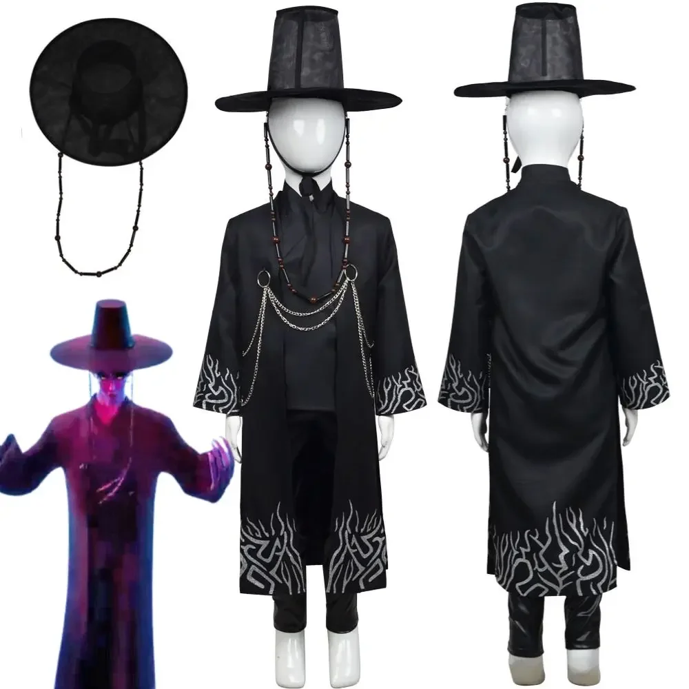 

Детский костюм для мальчиков Jinu Kpop Demon Hunters, костюм Saja для мальчиков, маскировочная форма, шляпа, наряды для ролевых игр на Хэллоуин, карнавальный костюм