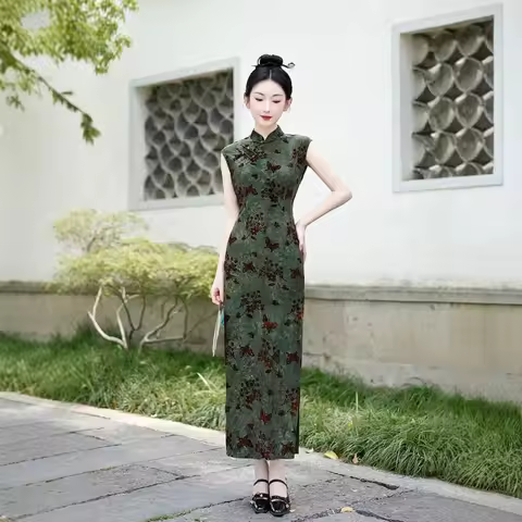 cheongsam dress woman 2025 new chinese style clothing sleeveless curvy good quality evening dress most sold comfortable qipao