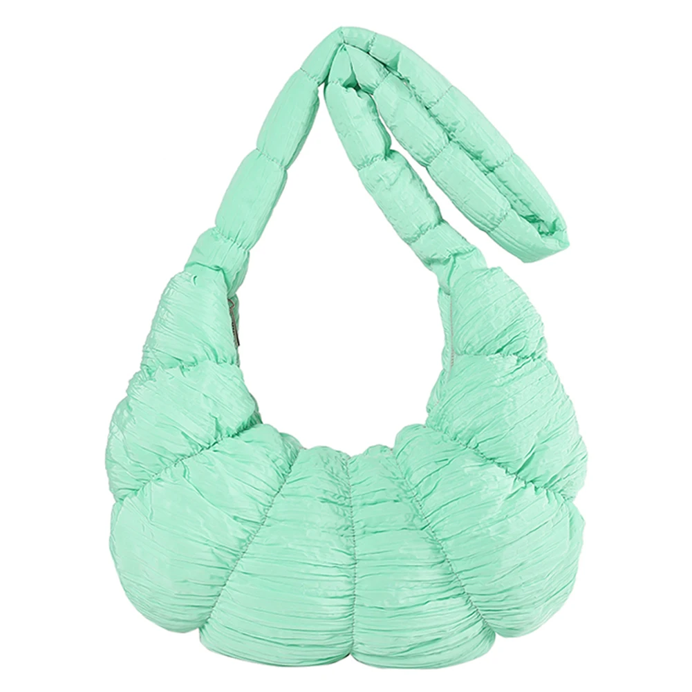 

Женская плиссированная сумка через плечо, модная сумка-облако, стильная сумка-кроссбоди большой вместимости, однотонная хлопковая шикарная сумка-хобо