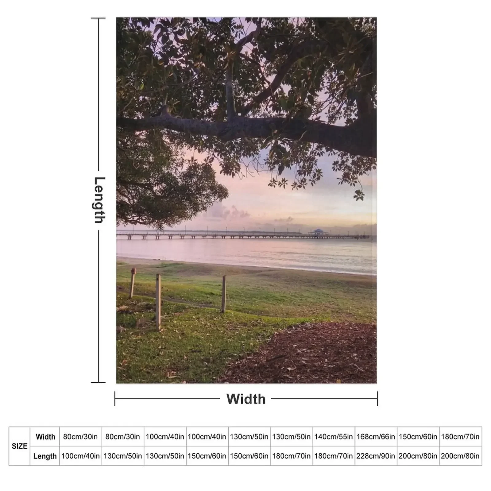 Shorncliffe Pier Sunrise Throw Blanket couch cozy soft plush fuzzy picnic outdoor blanket