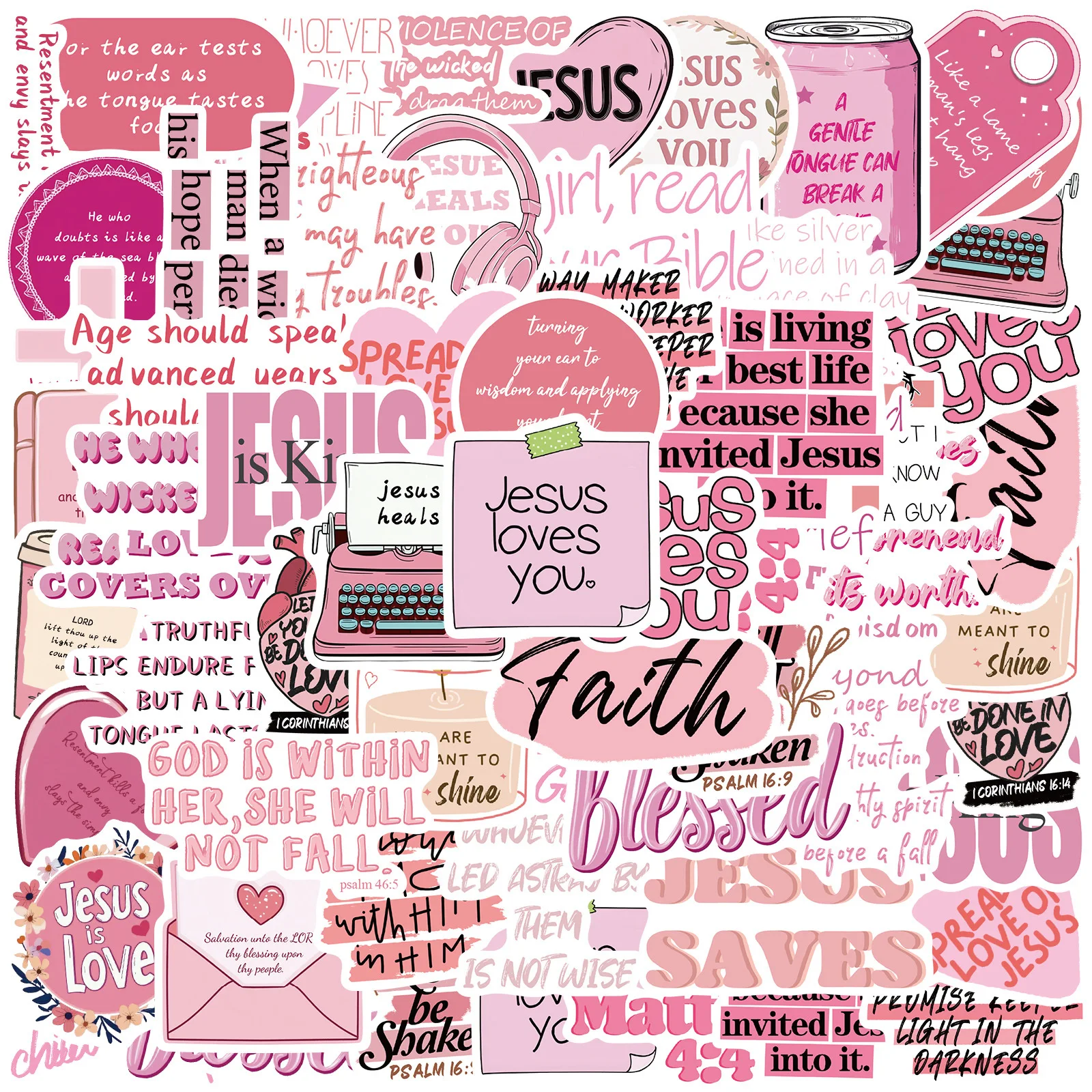 

50 шт. розовая Библия Иисус милые креативные водонепроницаемые наклейки DIY багаж ноутбук динамик скейтборд игрушечные наклейки