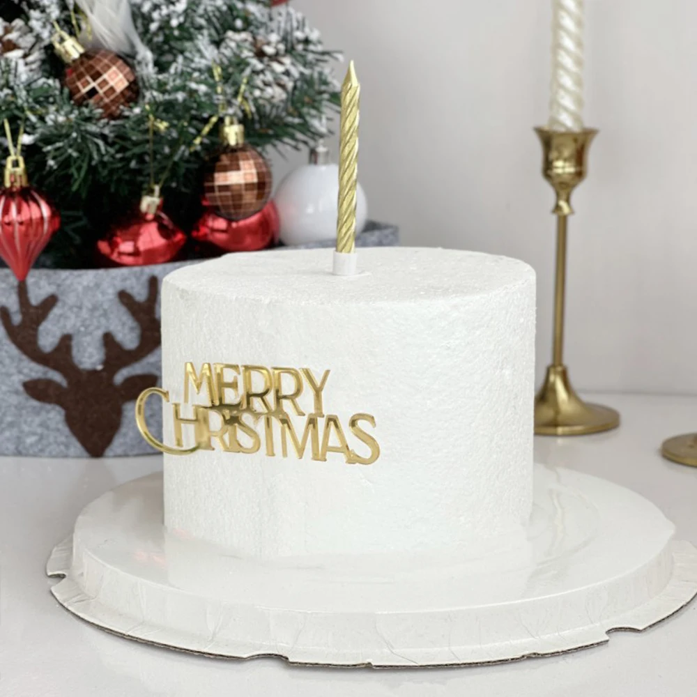3 Stück Gold Silber Acryl Frohe Weihnachten Kuchen Dekoration für Weihnachten Neujahr Thema Party Kuchen Topper Dekorationen Lieferungen – Detail 3
