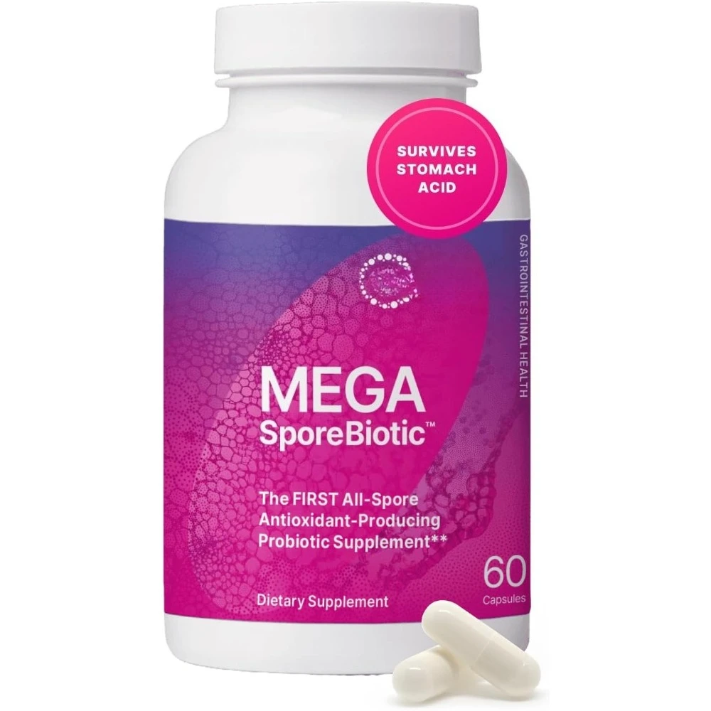 MegaSporeBiotic Probiotics  Spore Based Probiotics for Digestive Health - Shelf Stable & Travel-Friendly (60 Capsules)