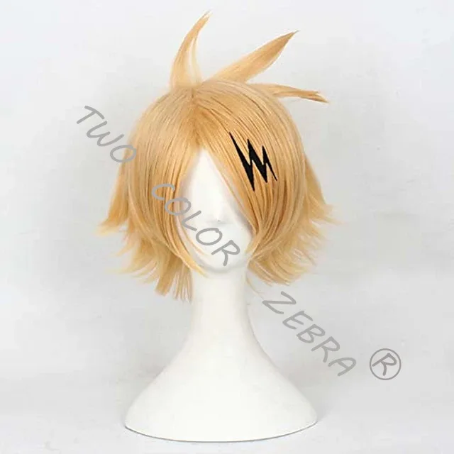 Anime My Hero Academia Cosplay Costume Kaminari Denki Short Wigs Hairpin Black Uniform Suit Halloween Christmas Party Outfit