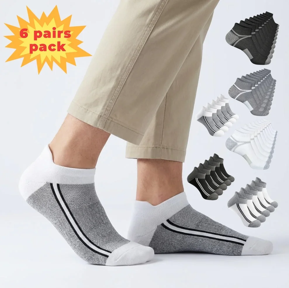 6 pares de meias esportivas masculinas para atividades ao ar livre, de alta qualidade, confortáveis, modelo mais recente