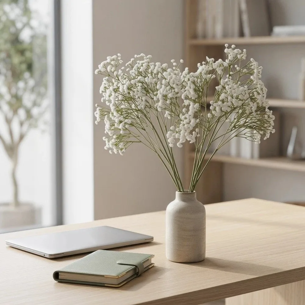 Real Touch Artificial Gypsophila Flower Branch Elegant Handmade Simulation Gypsophila Flower White Plastic Fake Flowers - view 4