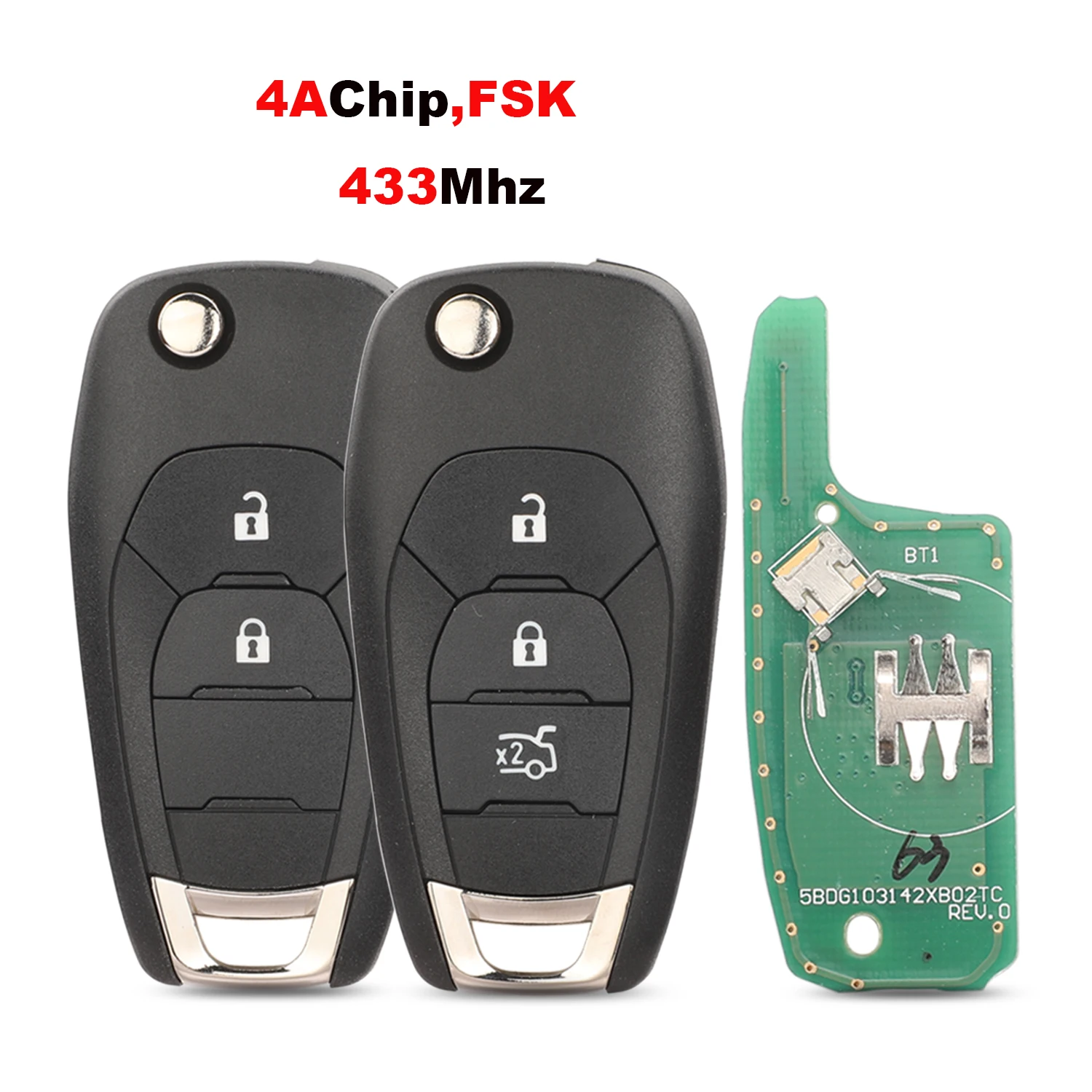 

jingyuqin Car Remote Control Key Fit For Chevrolet Cruz 2015 Trax Sonic Spark Onix 2021 433Mhz FSK 4A Chip Original PCB Flip Key