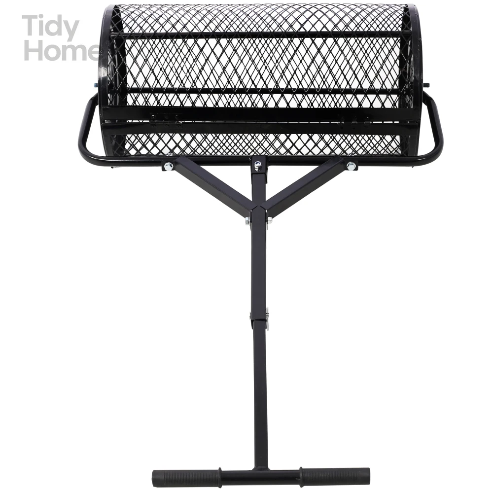 

Peat Moss Spreader,Manure Spreaders Roller,Compost Spreader Metal Mesh,T shaped Handle for planting seeding,Lawn Care,black
