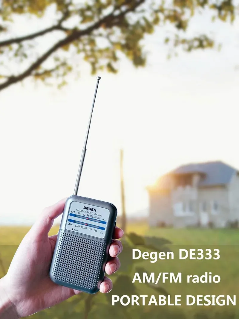 New DEGEN DE333 AM / FM Dual Band High Sensitivity Semiconductor Radio Receiver Portable Mini Handle Recorder Built-in Speaker