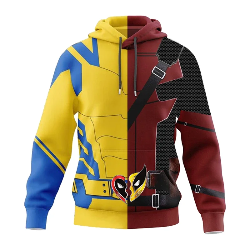 3D Polyester Autumn HalloweenDeadpool Wolverine Cosplay Hoodie Superhero Unisex Wolverine Jacket Thin Party Deadpool Costume view 2