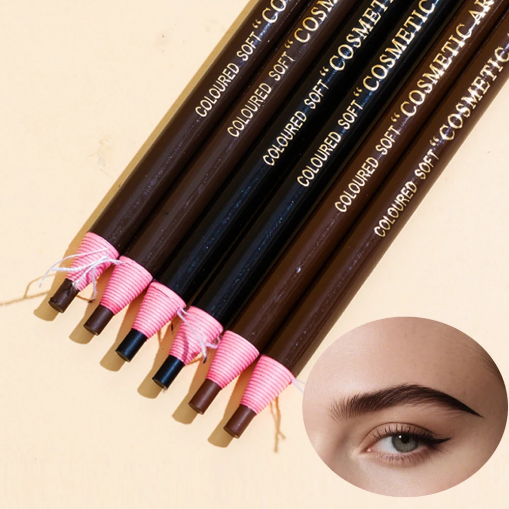 6개/3개 HENGSI 방수 및 내구성 있는 풀 아이브로우 펜슬 - 샤프닝 필요 없음 - 리필 및 제거 가능한 디자인!