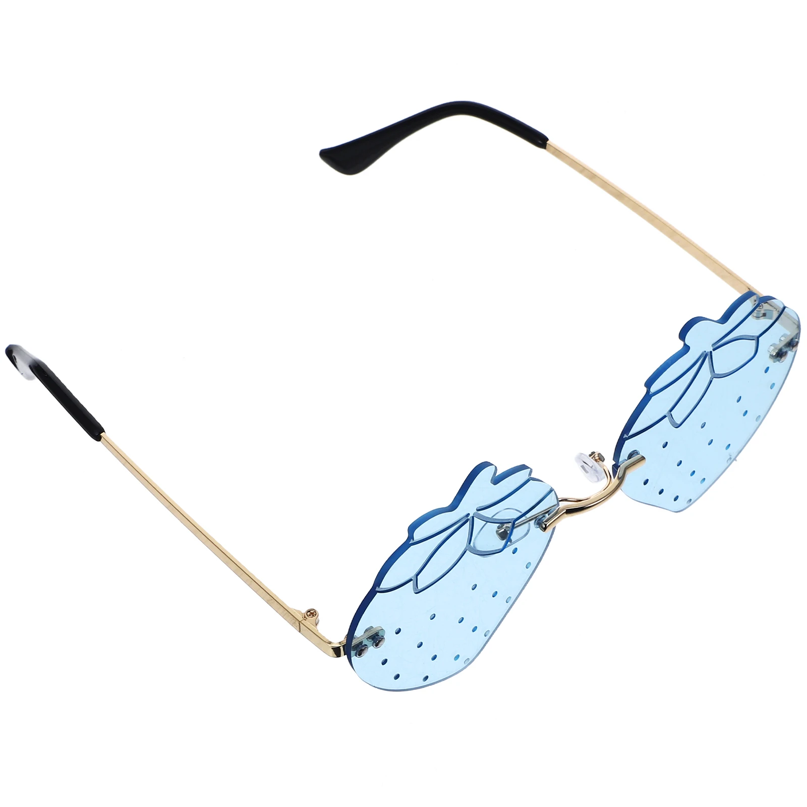 

Strawberry Decorative Glasses Purple Plastic Frameless Vintage Sunglasses For Party Beach Photo Props Women Men