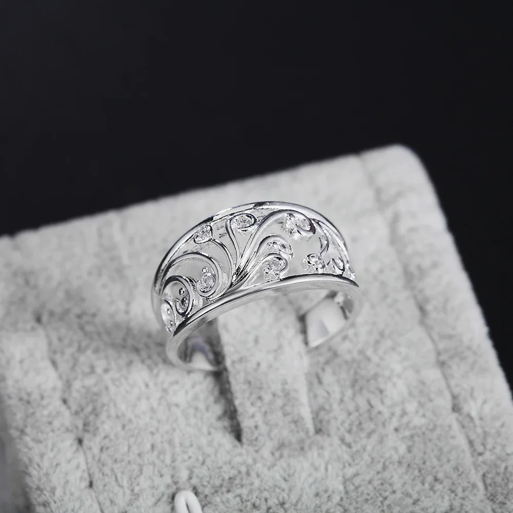 

New 925 Sterling Silver crystal fine Pattern Rings For Women noble Fashion Party Gifts Charms wedding Popular brands Jewelry