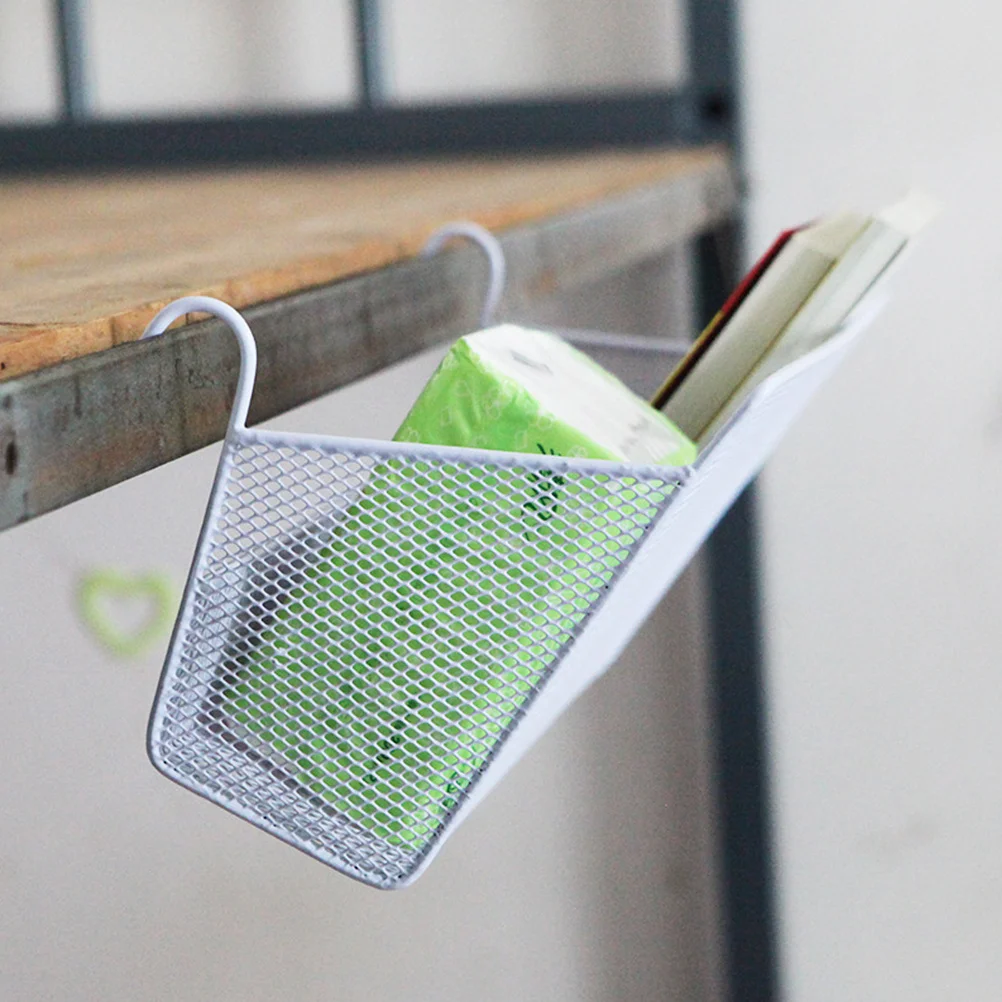 

Black Wrought Iron Hanging Storage Basket Dormitory Bedside Storage Rack Hollow Multi-Functional Hanging Basket for Bunk Bed