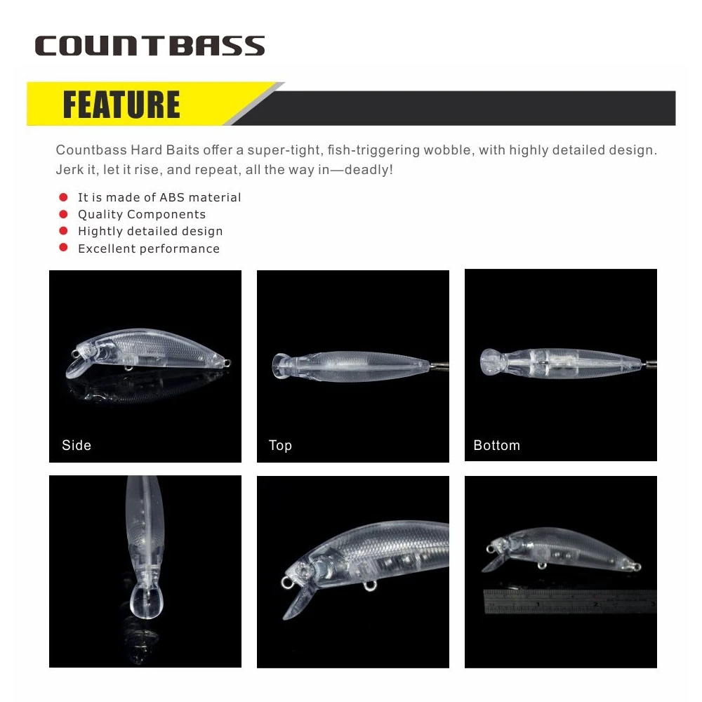 Countbass 10Pcs Floating Blank Hard Lure Bodies 65mm/2.6\