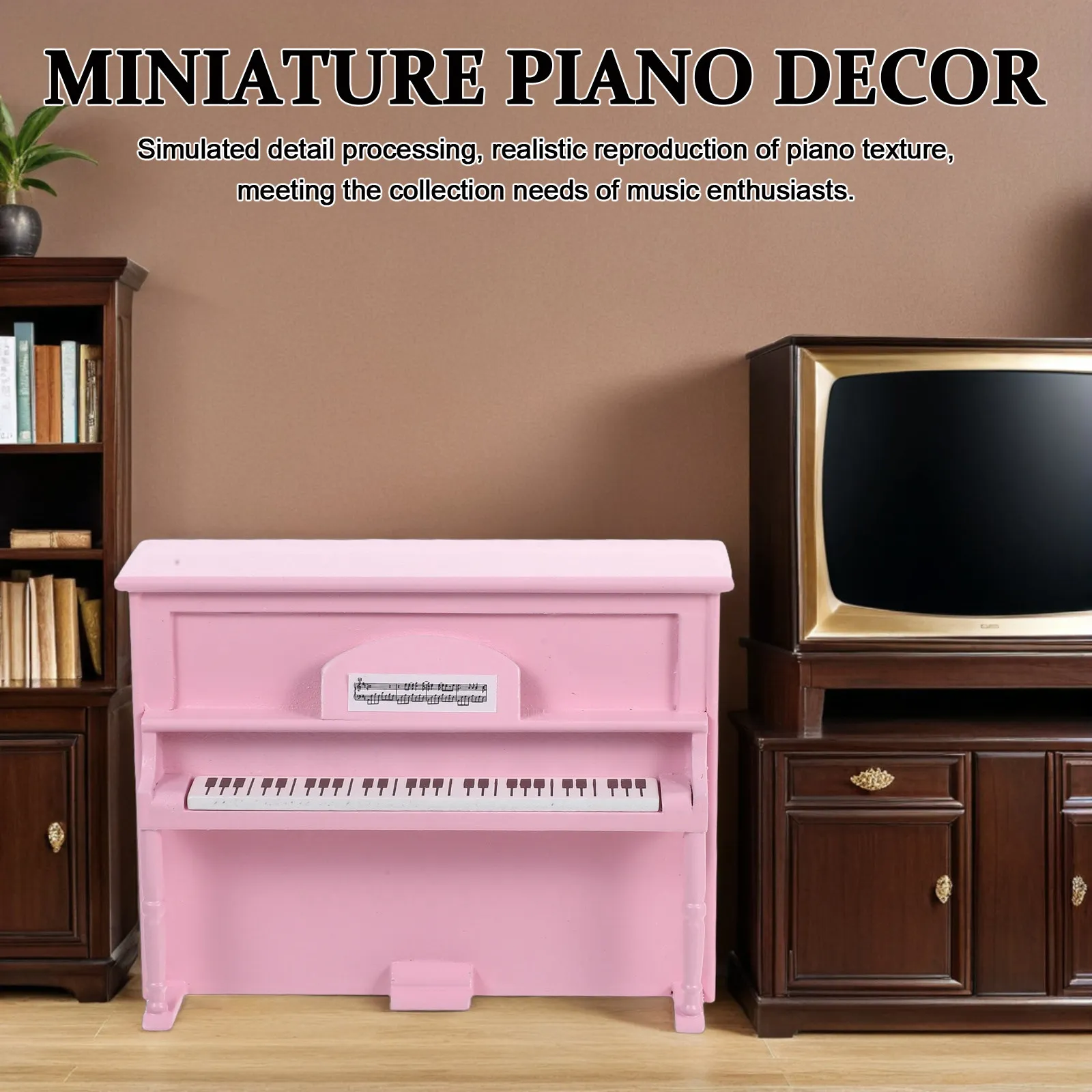1Set Miniature Dollhouse Furniture Mini Upright Piano with Stool 1 12 Scale Realistic Design for Kids Room Study Living Room