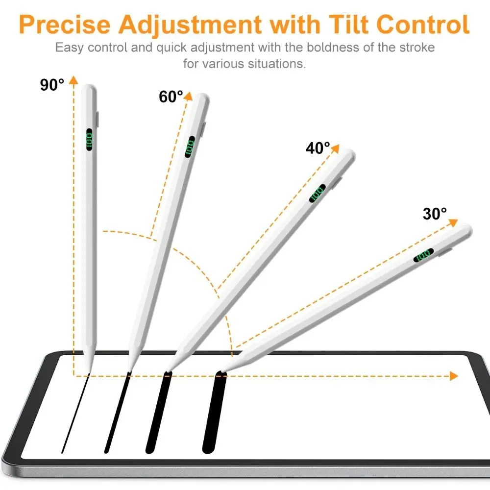 with Power Display Universal Stylus Pen Sensitive Rechargeable Mobile Phone Pencil Colorful Writing for Android/iOS