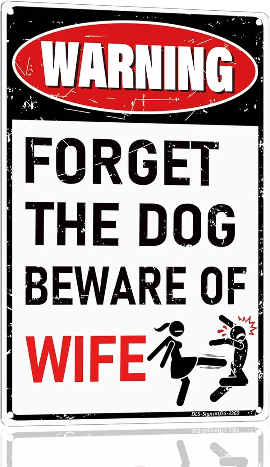 Man Cave Signs - 12 × 8  Funny Metal Signage with ;WARNING FORGET THE DOG BEWARE OF WIFE; Vintage Tin for Garage Pub Home Bar Dé