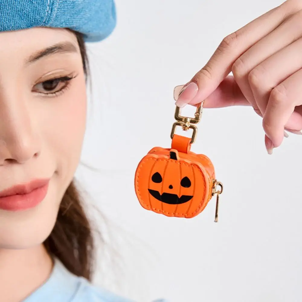 Change Bag Cute PU Leather Keychain Snowflake Santa Claus Halloween Pendant Pumpkin Ghost Earphone Bag Women