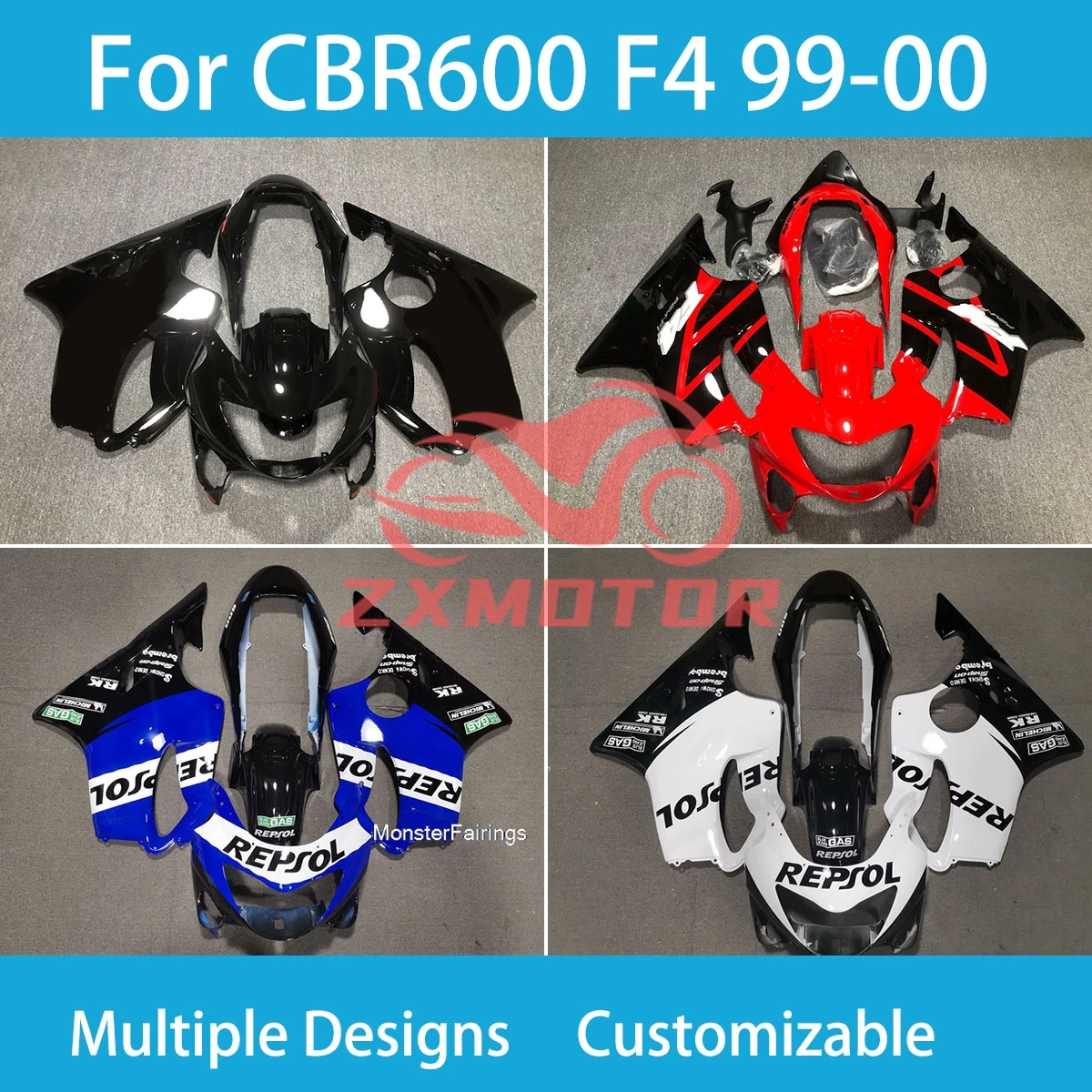 

Обтекатели кузова мотоцикла CBR600F4 1999 2000, популярный стиль, детали кузова, полный комплект обтекателей для Honda CBR600 F4 99 00