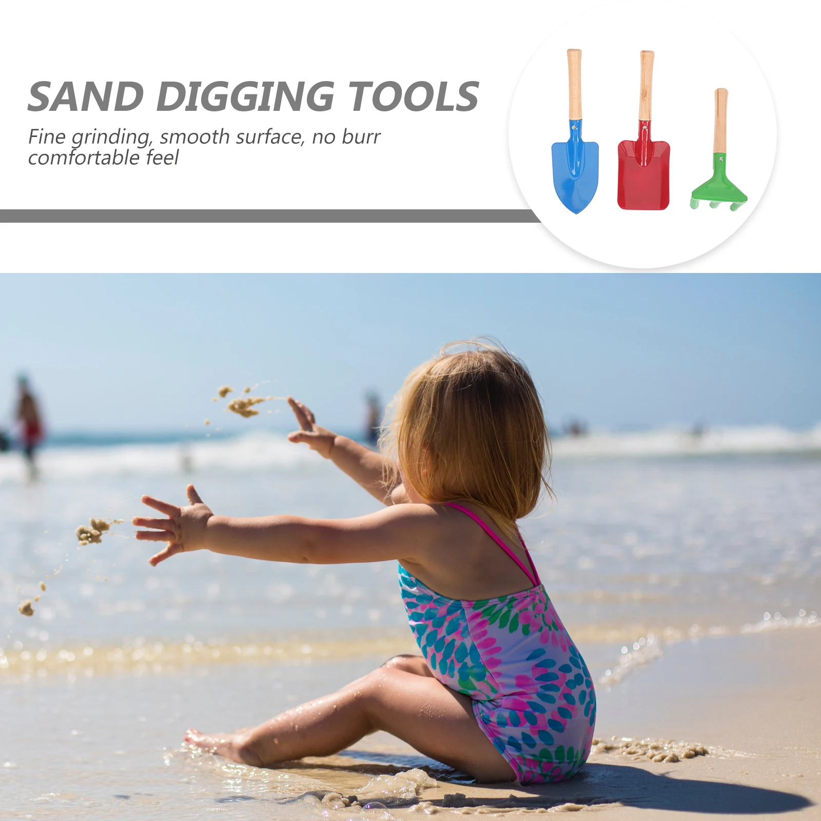 Juego de Herramientas de Jardinería para Niños, Pala Pequeña de Metal para Arena, Mini Rastrillo con Mango de Madera, Juego de Plantación para Niños y Niñas