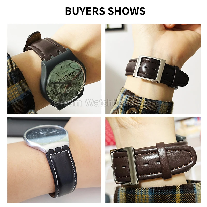 لينة مريحة ارتداء جلد البقر سوار مقعر واجهة محدبة ل سواتش YRS YCS YVS إبرة مشبك حزام ساعة جلدية