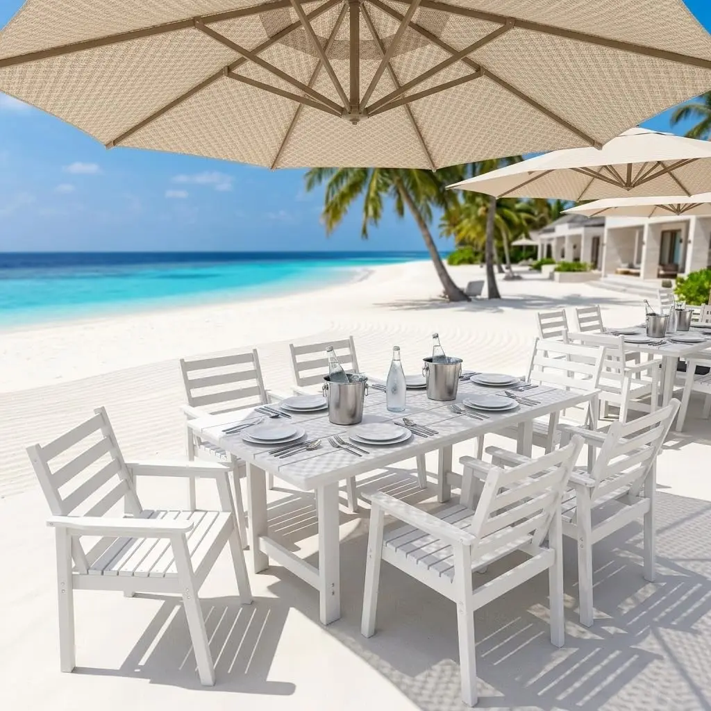 7-Piece HDPE Patio Dining Set, 66.5