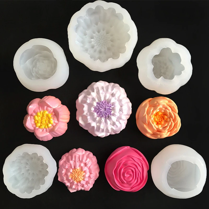 Simulation Lotus Candle Silicone Mold Blossom Flower Soap Fragrance Ornaments Making Chocolate Cake Decoration Baking Mould