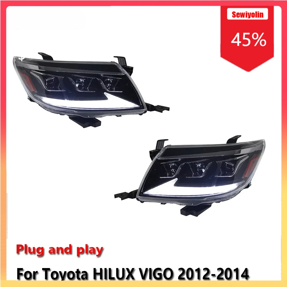 

Автомобильные светодиодные фары, автомобильные детали для Toyota HILUX VIGO 2012-2014, противотуманные фары DRL, стоп-сигнал поворота, лампа Plug and Play