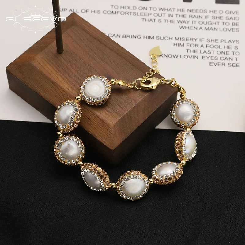 

GLSEEVO Natural Irregular Baroque Pearl Women's Bracelet Personality Simple Temperament Elegant Girl Banquet Party Jewelry Gift