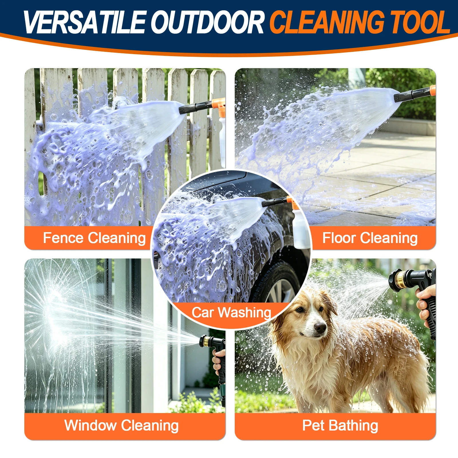 Car Wash Garden Hose Foam Gun Car Cleaning Snow Foam Lance Water Hose Soap Foamer Sprayer Low Pressure Adjustable Foam Cannon view 5