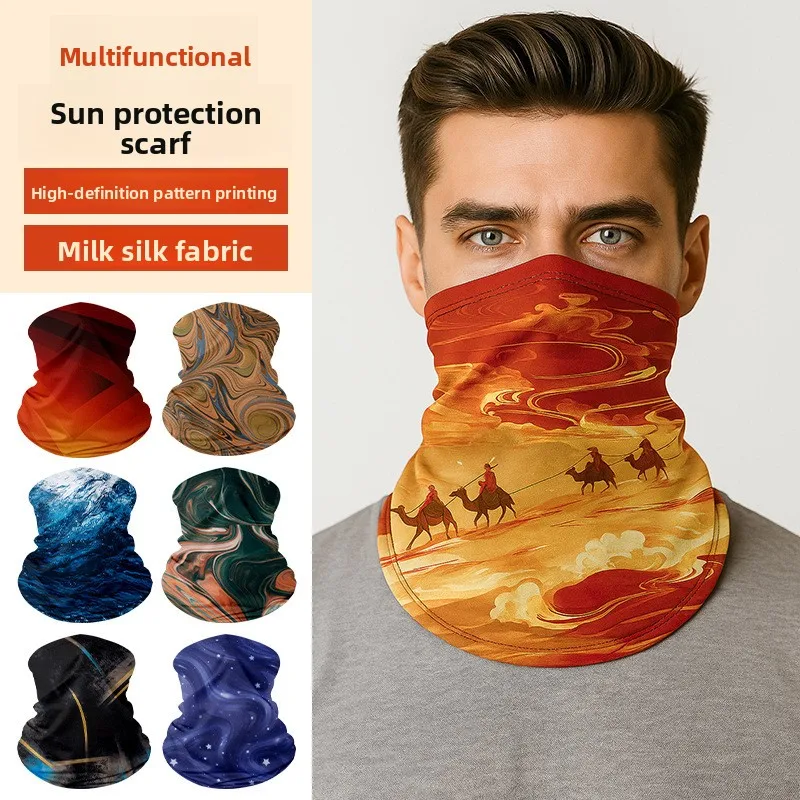 Cycling Mask Warm Full Face Neck Protection German Velvet Cold Proof Scarf Dunhuang Printed Outdoor Winter Thermal Riding