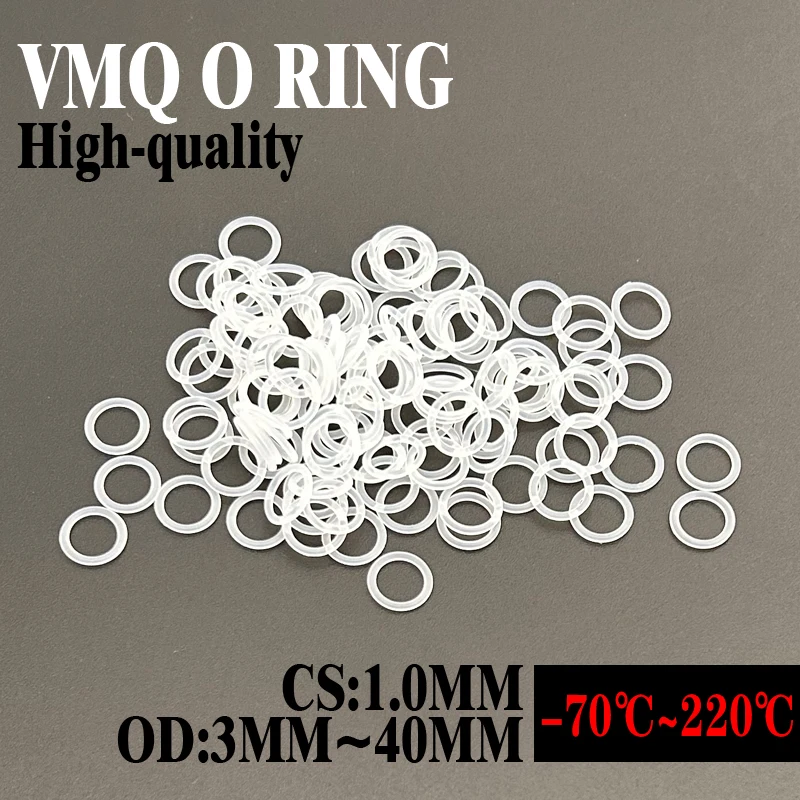 10/50pcs VMQ White Silicone Ring Gasket CS 1mm OD 3 ~ 40mm Food Grade Waterproof Washer Rubber silicone gasket rubber o-ring