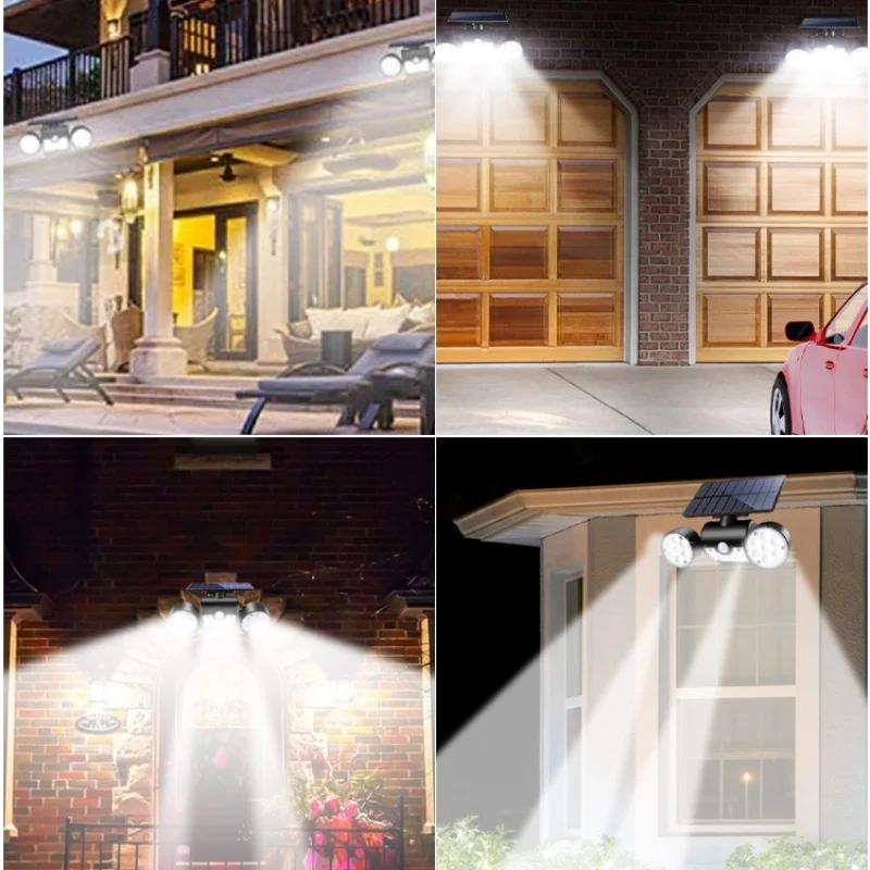 

Солнечные светильники с датчиком движения, уличные фонари для гаража и дорог, садовые светильники, настенные светильники с тремя головками