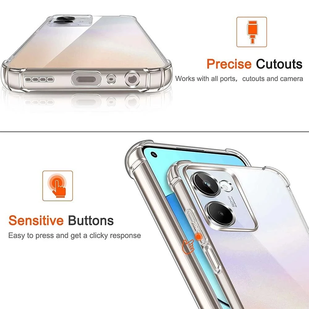 Coque transparente antichoc en TPU Airbag, coque souple pour Realme 13, 4G, 12 + 5G, 11, 10 Pro, 9 Plus, 9i, 8, 8i, 7, 7i