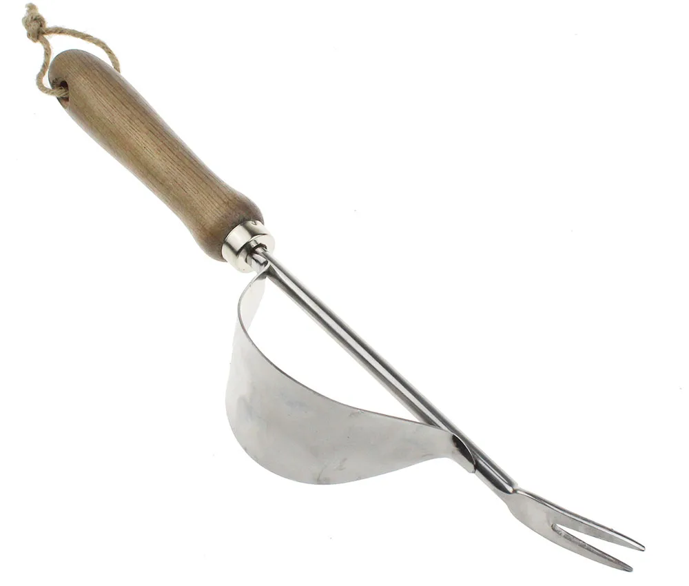 Manual Weeder Fork Wood Handle Metal Hand Weeding Puller for Garden Yard Weed Removal Transplanting Digging Planting Tool