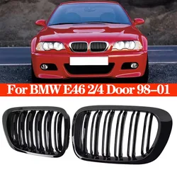 For BMW 3-Series E46 1998-2001 2/4 Doors Car Front Kidney Grill 318i 320i 325i 330i Gloss Black Racing Grille Accessories
