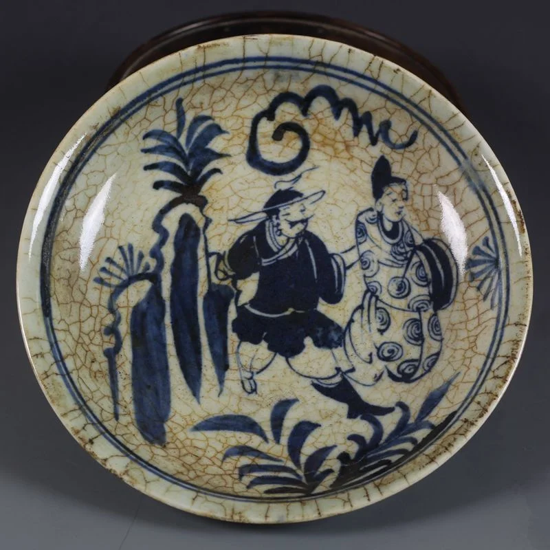 

Jingdezhen Hand-painted Landscape Figures Blue and White Plate Collection Decor