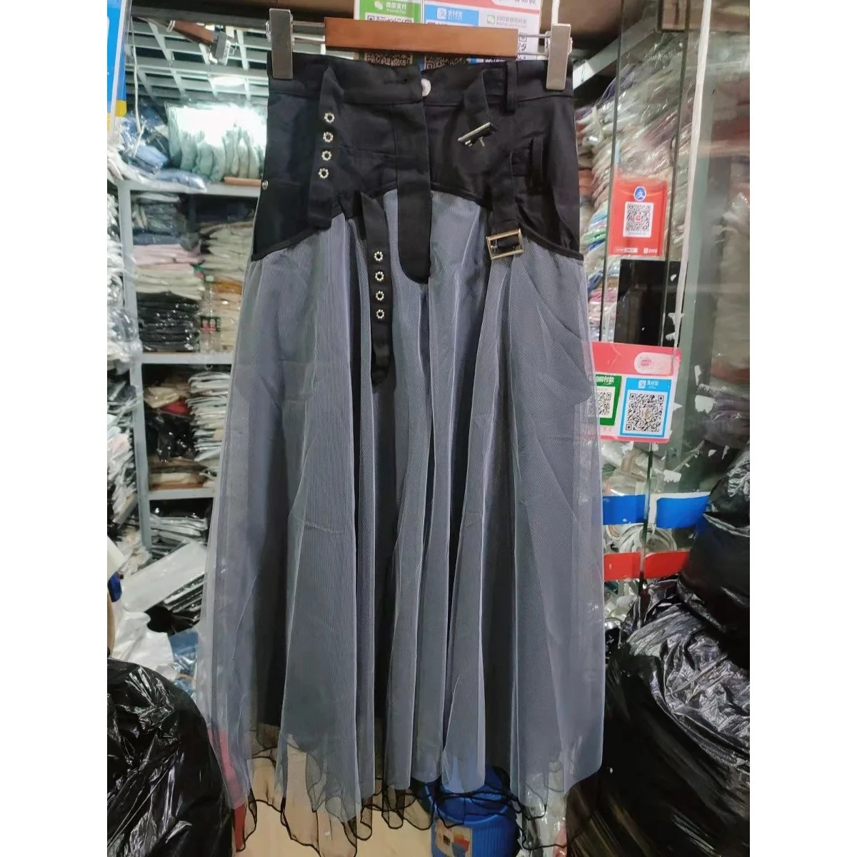 Fashionable High Waist Midi Skirt Women's New Style Spliced Mesh Half Body Fairy Skirt Elegant Versatile mid Length Skirt