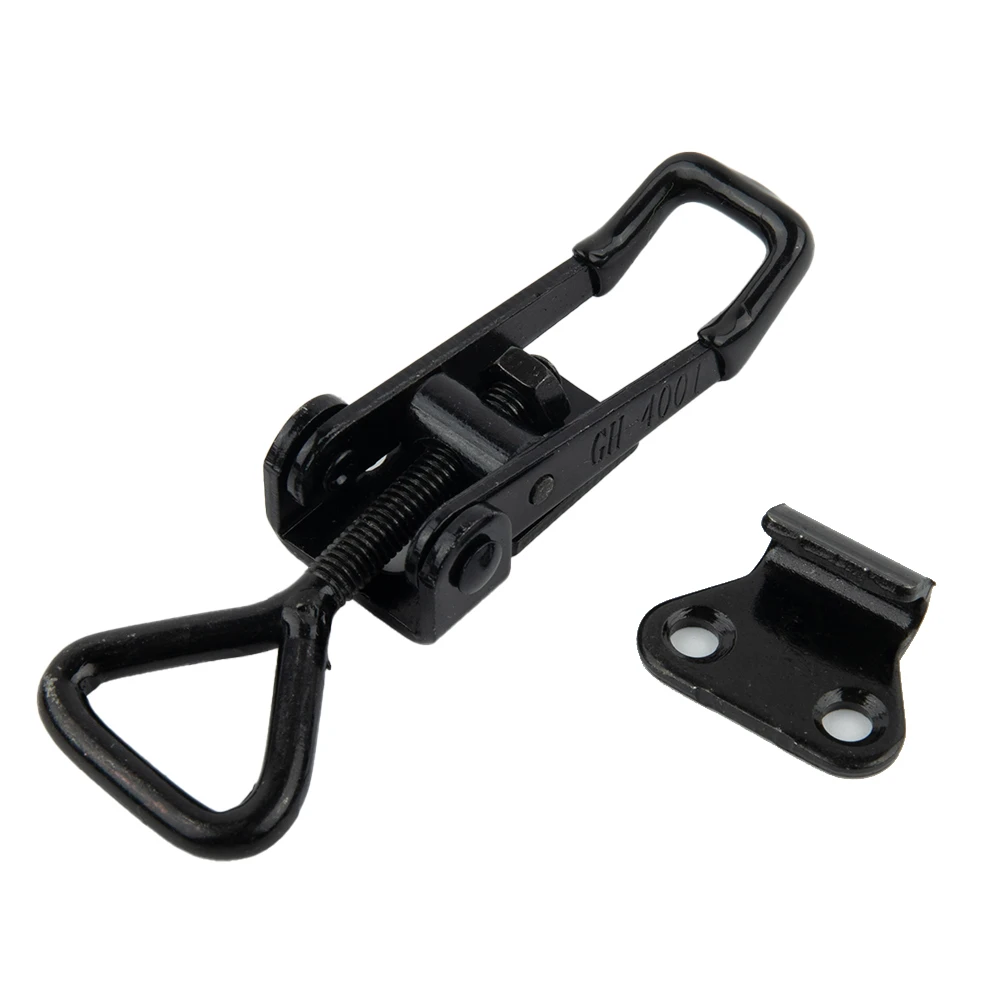 90x27mm Schließ fächer Knebel klemme Stahl Haspel 220lbs verstellbarer schwarz plattierter Verschluss clip für Lock-Handle-less Boxe