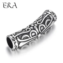 Stainless Steel Carving Tube Beads Slider Charm DIY Jewellery Leather Cord Bracelet Components Making Jewelry Accessories