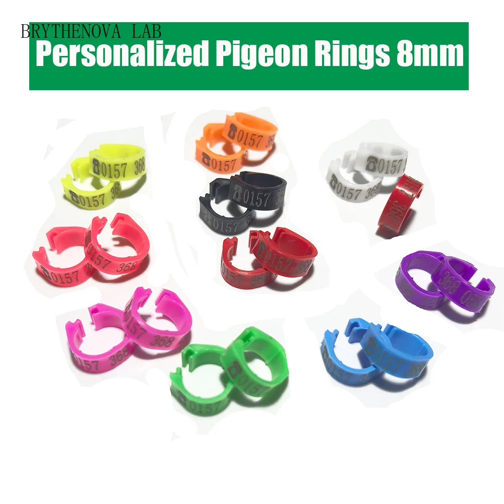100 Pcs Pigeon Foot Ring Inner Diameter 8mm ''Name/Phone Print Number