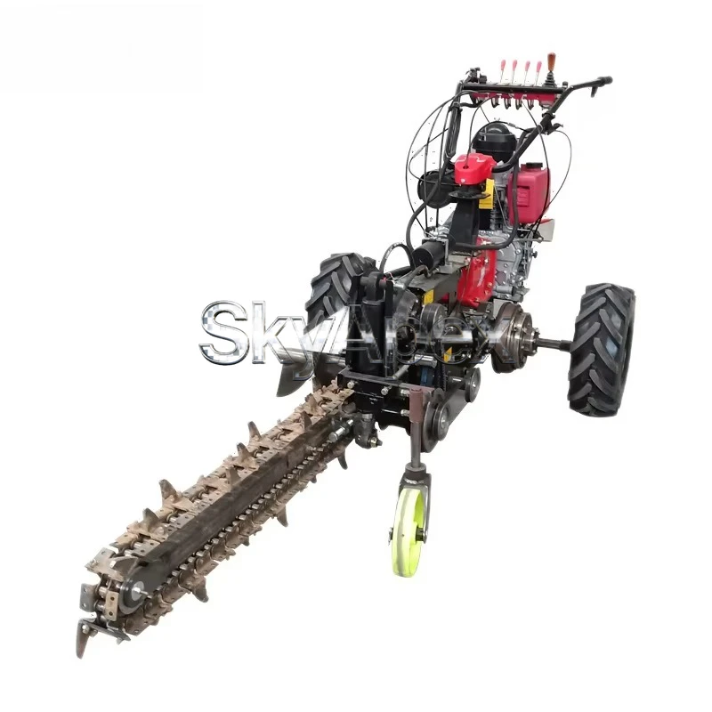 Walk Behind Chain Trencher Mini Ditch Digging Machine Agricultural Slotting Drilling Machine for Water Pipeline Laying