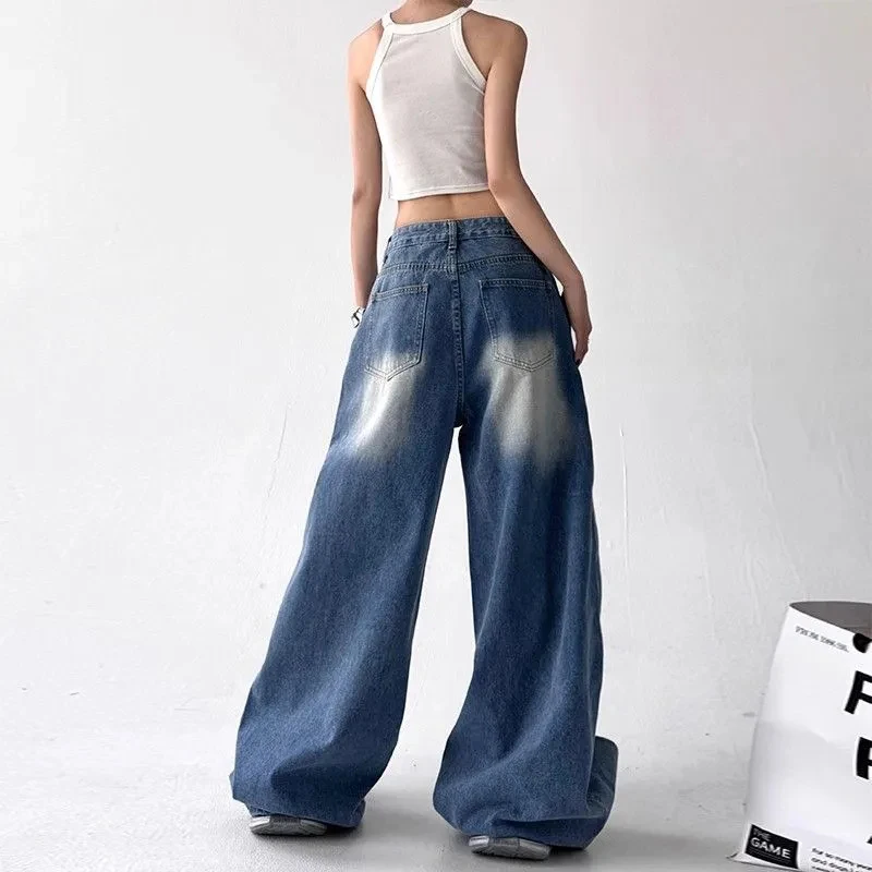Y2K mode irrégulière Patchwork jean femmes coréen Chic Streetwear Hip Hop pantalon droit Bf taille haute décontractée Denim