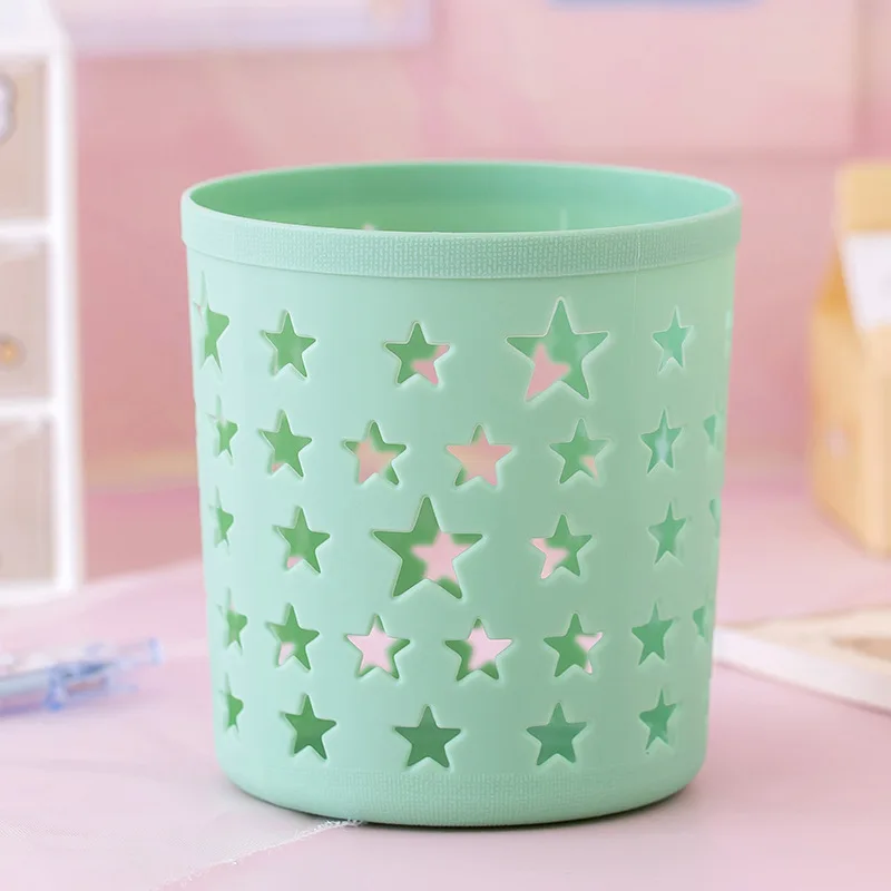 Creative Hollow Stars Pen Pencil Pot Holder Brush Storage Container Desk Organizer Plastic Stationery Pen Holder Office Supplies