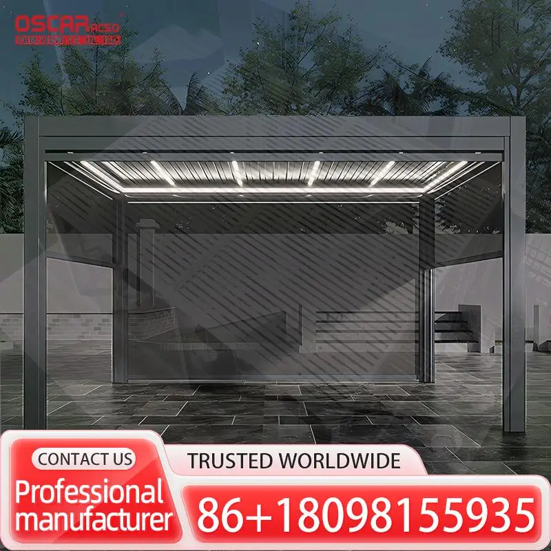 جودة عالية بمحركات 3x3 3x4 4x6m هيكل ألومنيوم مناخ حيوي خارجي لحديقة فناء شرفة العريشة #1