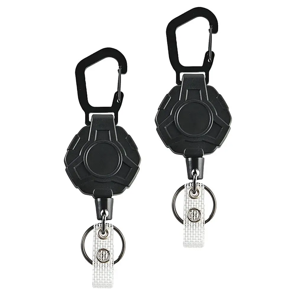 2Pcs Retractable Keychain Heavy Duty Anti-Lost Key Holder with Safety Clip Elastic Reel for Keys Outdoor Camping Climbing