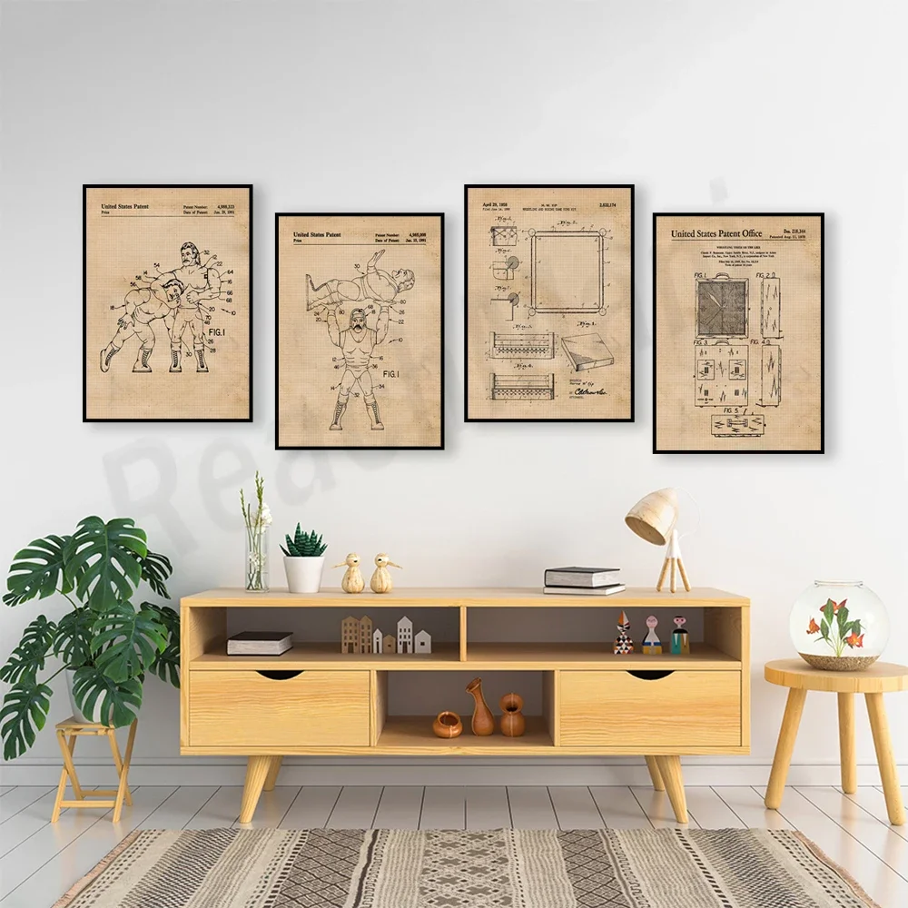 Vintage Wrestling Patent Print, Wrestling Wall Art Poster Print for Home Room Decor, Wrestling Coach Sports Gifts