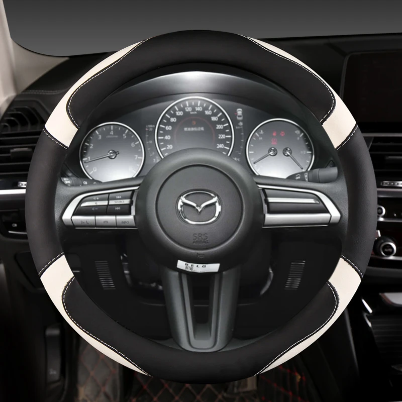 

PU Leather Car Steering Wheel Cover For Mazda 3 Axela 2019 2020 2021 CX-30 2020 2021MX-30 CX-5 CX-50 2021 -2024 Auto Accessories