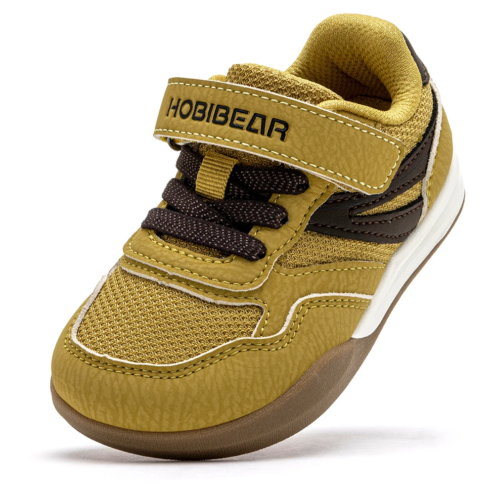 HOBIBEAR Kleinkinder-Sneaker mit breiter Passform, Klettverschluss, minimalistischer Sneaker aus Kunstleder und Mesh-Patchwork – Detail 8